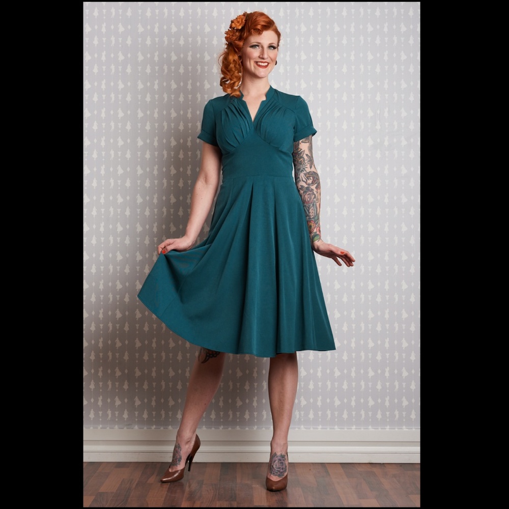 Miss Candyfloss Retro Elena-Kat Teal Dress L